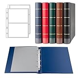 Prophila Luxus-Banknoten-Ringbinder (blau) mit 20 Hüllen für 50 Banknoten