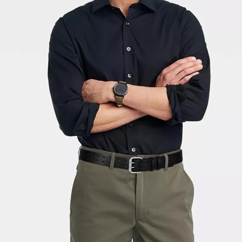 XZQTIVE Men Dual Holes Belt For Jean Pant Casual Leather Belts With Double Prong Buckle2