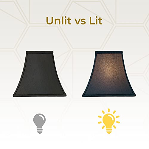 Image of Royal Designs, Inc. Regal Series Square Bell Lamp Shade, 6 x 12 x 10.5, Black, Set of 2