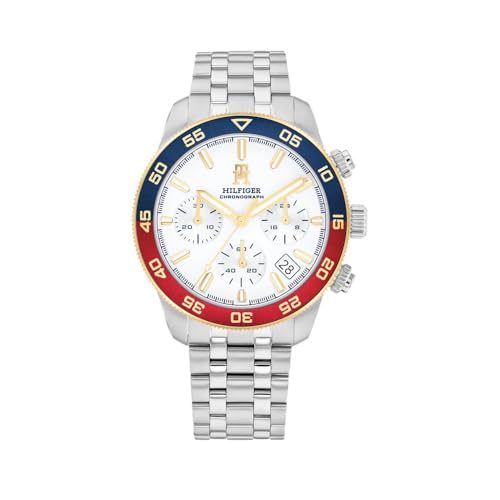 Image of Tommy Hilfiger Th85 Quartz Analog with White Dial Silver Stainless Steel Strap Watch for Men - TH1792184