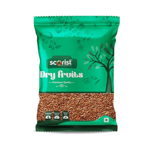 Scorist Premium Flax Seeds 500g | Alsi Seeds | Flax Seeds for Hair Growth | Raw Seeds for Eating | Source of Iron & Dietary Fibre | Rich in Protein
