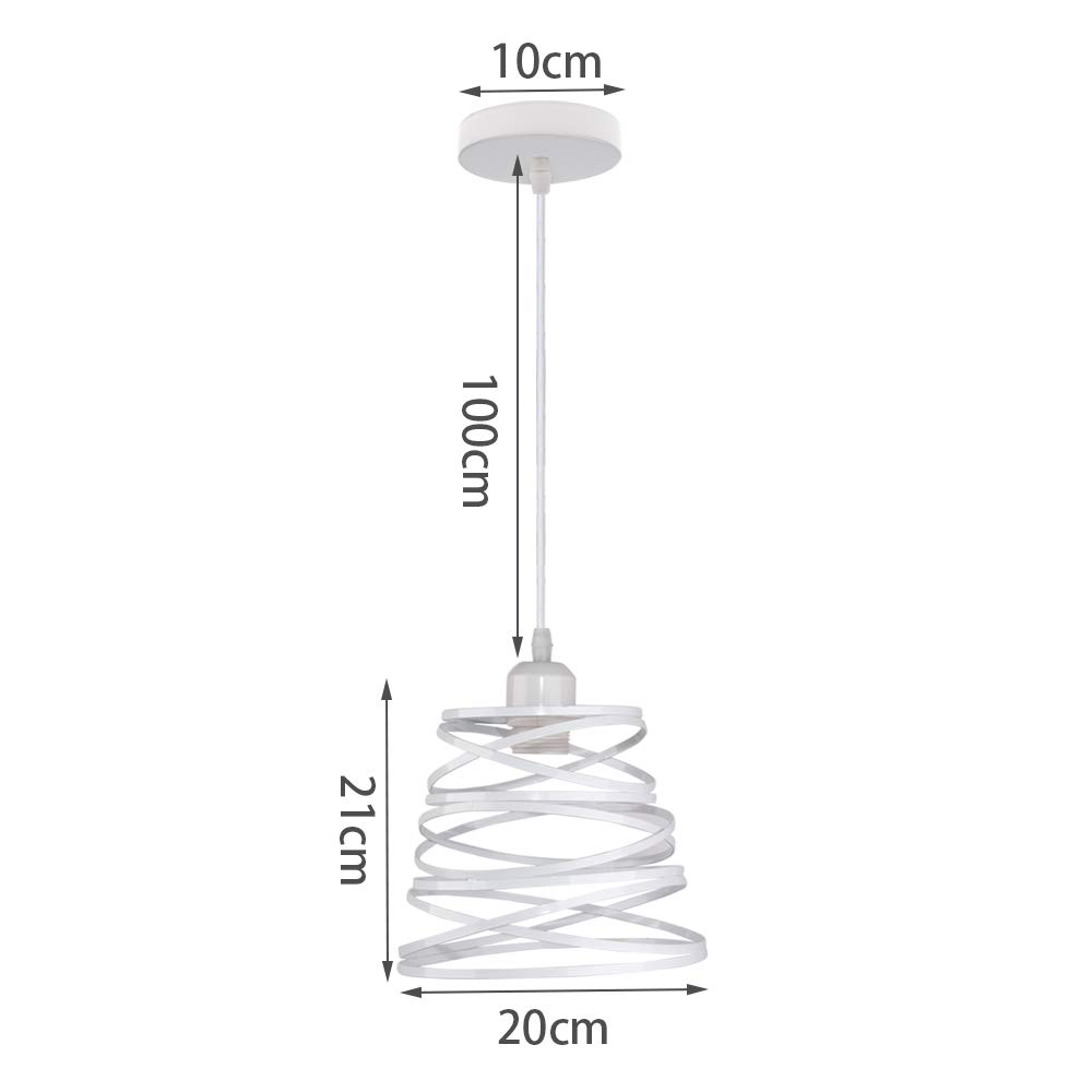 iDEGU 2 Pezzi Lampadari a Sospensione Moderni Lampada da Soffitto Creativo Design Spirale a Cascata E27 Lampada a Sospensione Vintage per Camera da Letto Soggiorno Cucina Sala da Pranzo (20cm, Bianco)