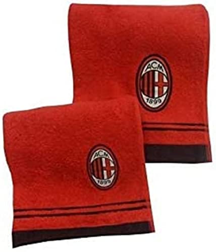 hermet A.C. Milan, Completo Lenzuolo 1 Piazza, 100% Cotone, Rosso Nero