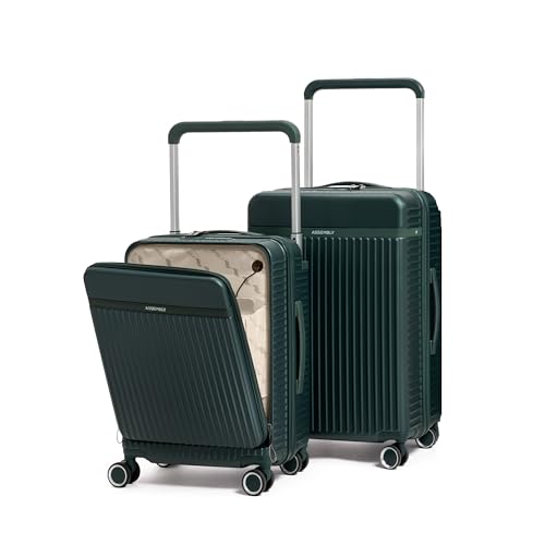 Image of Assembly 2-Piece Trolley Luggage Set of 2 with TSA Locks & Laptop Pocket, Polycarbonate Hard Shell Spinner Trolley Bag Set for Adventure Travel, Green, 20+24 Inch
