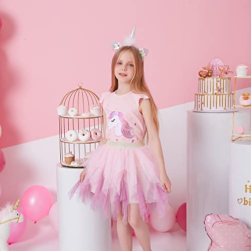 Dxton Kids Baby Girls Tutu Toddler Rainbow Flower Tulle Skirt Sk215 5T #TOP5