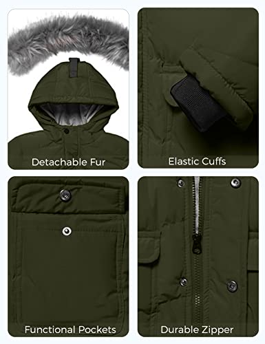 Zshow Boy's Warm Snow Jacket Soft Fleece Lined Hooded Puffer Coat With Storm Hood(Army Green,14-16) #TOP3