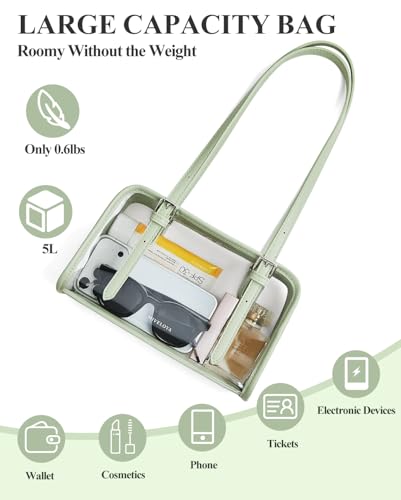 MIVELOYA Clear Bag for Stadium Events, Women's Clear Purse Shoulder Bag with Anti Theft Zip for Gym Concert Sports Festivals (Green) — view 6