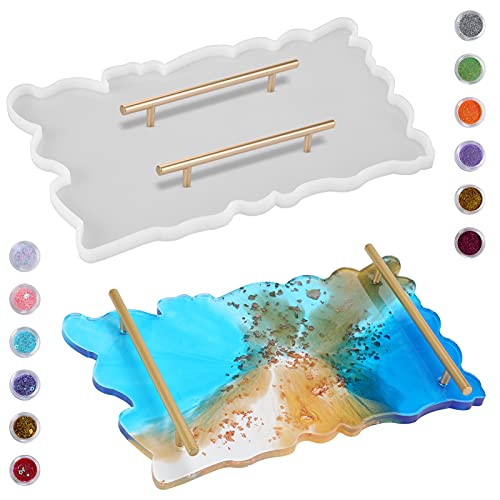 Large Resin Rolling Tray Molds Kits Silicone Resin Mold for Epoxy Casting DIY Arts and Crafts for Home, with 12 Colors Glitter Accessories Large Resin Rolling Tray Molds Kits Silicone Resin Mold for Epoxy Casting DIY Arts and Crafts for Home, with 12 Colors Glitter Accessories