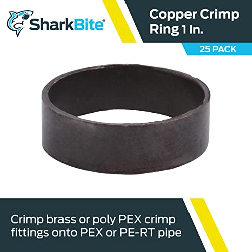 Image of SharkBite 1 Inch Copper Crimp Rings, Pack of 25, PEX Pipe, PE-RT, 23104CP25