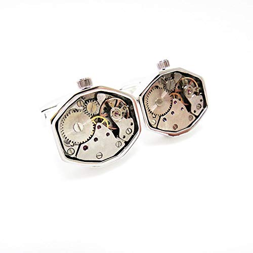 OtherUnique mechanical core cuff links for men Watch Working Movement Cufflinks gift box XK9869 sliver