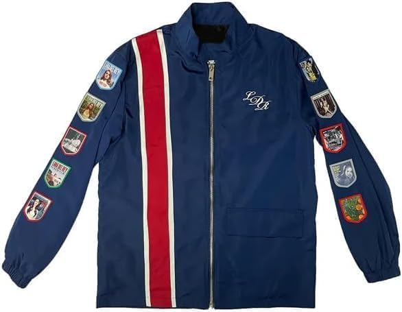 Women's Lana Del-Rey Racing Album Patch Blue Racer Cotton Jacket, Purple