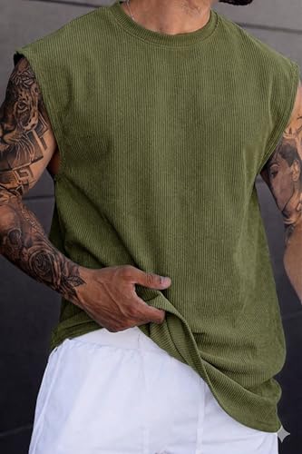 Image of RodZen Mens Polyester Tank Tops Sleeveless Round Neck T-Shirt for Gym, Running and Outdoor