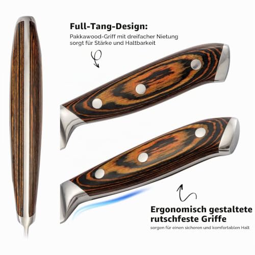 HUIKAILI Messerblock Set, 15-teiliges Messerset mit Holzblock, selbstschärfend für Kochmesserset… – Ansicht 3