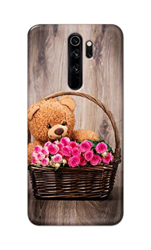 Image of PRINTFIDAA Roses and Teddy Bear in The Wicker Hard Back Cover for Redmi Note 8 Pro Back Cover -(P6) KAT1004