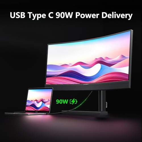 Image of INNOCN 34 Inch Curved Ultrawide Gaming Monitor Mini LED 3440 x 1440p 165Hz PC Computer Gaming Monitor, USB Type C Power Delivery, HDMI, DP, Stereo Speakers, Charger Pad, Black