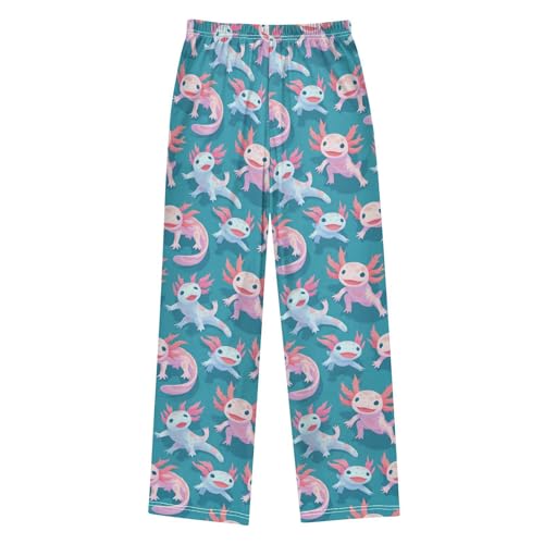 Colorful Cartoon Axolotl Pajama Pants Soft PJ Bottoms Lounge Pants for Sleepwear Sport Size 6–14 Years2