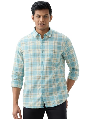 Image of Spykar Men's Slim Fit N /A Full Sleeve Checked Casual Shirts
