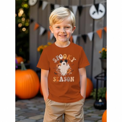 Halloween T-Shirt for Girls Cute Ghost Floral Graphic Shirt Kid Spooky Season Print Tee Short Sleeve Fall Top Clothes4
