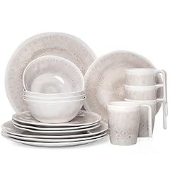 Camping Tafelgeschirr aus Melamin für 4 Personen 16-teilig | spülmaschinenfest | Picknick Geschirrset | Geschirr Campinggeschirr Amboss Design