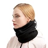 Sinknap Breathable Winter Hat Fleece Lined Neck Warmer Beanie Ultra-Thick Soft Warm Windproof Cold Weather 2-in-1 for Black A