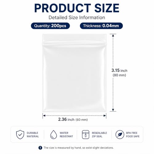 200Pcs Small Plastic Zip Bags