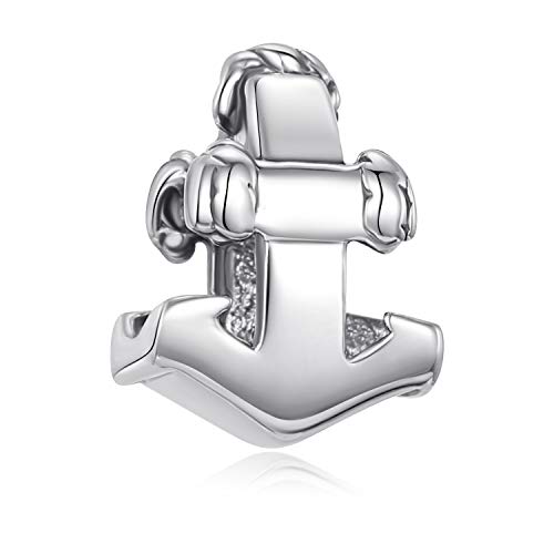 Preisvergleich Produktbild Nautischer Anker-Charm aus echtem 925er Sterlingsilber, passend für europäische Charm-Armbänder