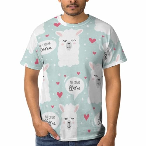 Tee Shirt Manches Courtes Alpaga Mignon Style Casual Chic pour Terrasses d'Été