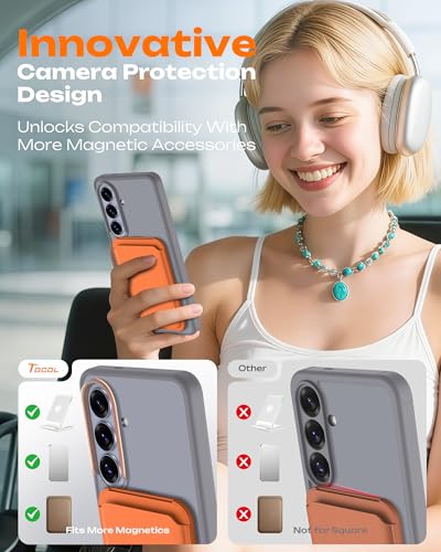 Image of TOCOL for Samsung Galaxy S26 Case, Compatible with Magsafe, Full Camera Protection, Built-in Magnetic Ring, Drop Protection, Translucent Matte Phone Case for S26 6.3 inch (Gray)