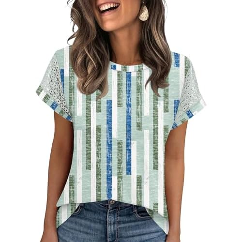Ivicoer Womens Tops Lace Short Sleeve Blouses Dressy Casual Summer Tshirts Business Outfits