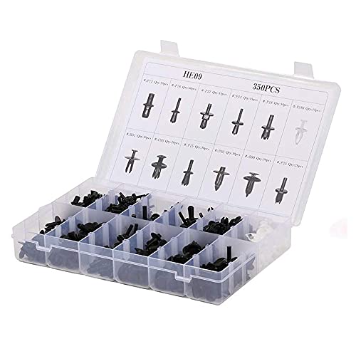 Image of ANCLLO 350 Pcs Push Type Retainer Clips for Ford Mercedes-Benz Volkswagen Volvo Toyota BMW and Mazda with Plastic Storage Case