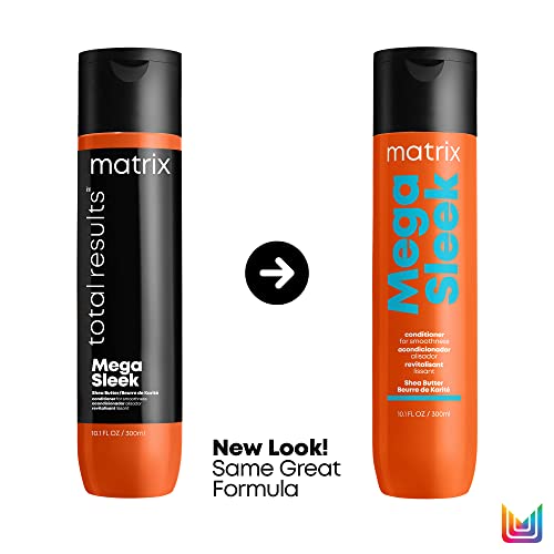 Matrix Mega Sleek Shampoo, Conditioner, & Miracle Creator Set | Controls Frizz Leaving Hair Smooth & Shiny | Nourishes With Shea Butter | For Dry, Damaged Hair | Salon Routine | Packaging May Vary #TOP1