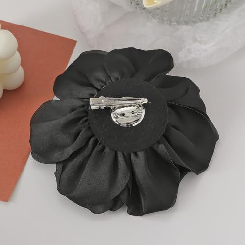 Image of Large Fabric Rose Flower Brooch Lapel Pins for Women Bride 7.5in Big Satin Camellia Flower Brooches Pin Dress Suit Ceremony Accessories Wedding Prom Jewelry Gifts
