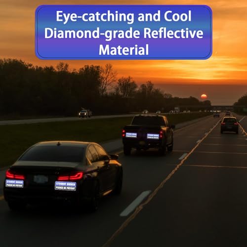 Image of 3 Pcs Student Driver Car Magnet, Please Be Patient Student Driver Magnet | Teen Driver for Car Removable Novice Rookie Safety Atntteion Sign - Weather-Resistant Blue /Black