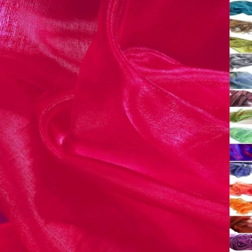 TOLKO 1m Organza Stoffe zum Nähen Meterware | Hauch Zart, Fein, Durchsichtig | zum Dekorieren Basteln 145cm breit | leichter Glanz Stoff für Gardine Vorhänge Tischdecken Deko Schals (Azalee Rot)