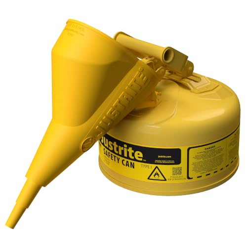 Justrite Type I Diesel Safety Can, Yellow Galvanized Steel, Made in the USA