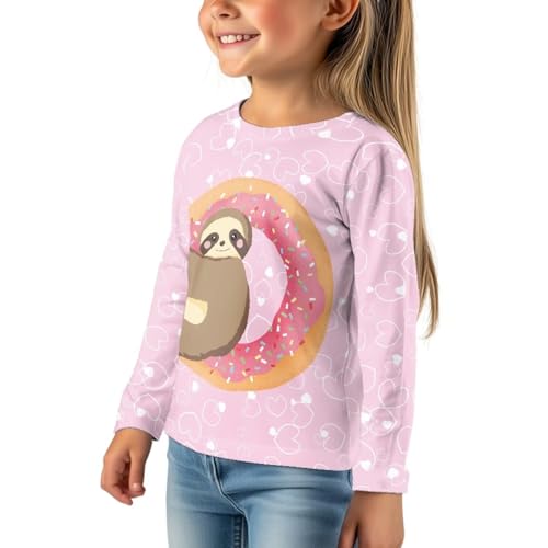 Image of Girls Cartoon Print Long Sleeve Graphic Tee Casual Crew Neck T-Shirts for 3-16 Years Little Girls