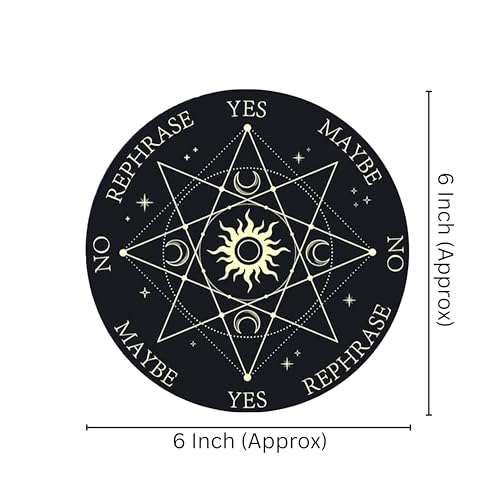 Image of Dowsing Board with Brass Pendulum | 6 Inch | Sun Board | Metaphysical Message Board | Acrylic Divination Board | Spirit Board | Witch Board | Pendulum Assorted
