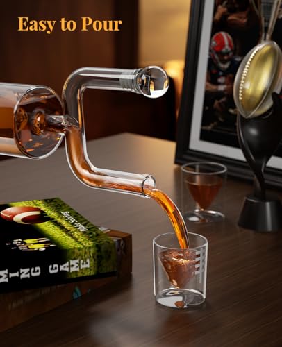 Football Gifts for Men, Kollea Whiskey Decanter Sets for Men, 28Oz Football Decanter Set with 2 Glass, Cool Anniversary Birthday Gift Idea for Dad Coach Brother Him, for Super Bowl Home Bar Party