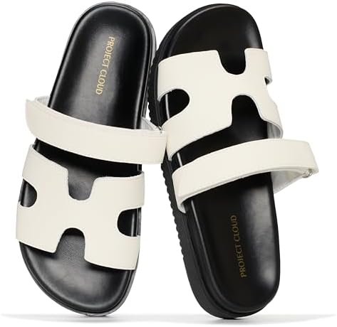 Project Cloud 100% Genuine Leather Sandals for Women Footwear - Stylish Womens Sandals with Plush & Soft Insole - Non-Slip and Water-Resistant Beach Sandals Slides for Women (Mayvy)