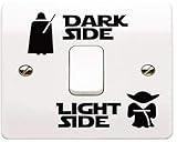 2 Sets Light Side - Dark Side Vinyl Sticker für Lichtschalter zum Aufkleben, schöne Dekoration fürs Kinderzimmer, Fans oder für die Wand als Tatoo, Highlight für Kinderzimmer oder Bad