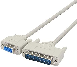 PNGKNYOCN DB9 to DB25 Conversion cable RS232 female to DB25 male null modem serial parallel printer cable for DTE PC Mac Linux data transmission communication1.5M