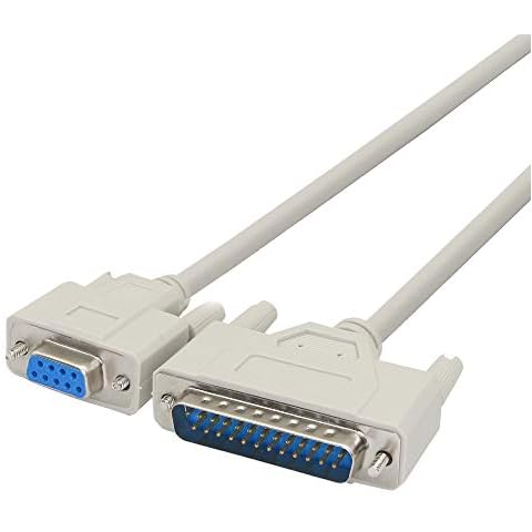 PNGKNYOCN DB9 to DB25 Conversion cable RS232 female to DB25 male null modem serial parallel printer cable for DTE PC Mac Linux data transmission communication(1.5M) Cover