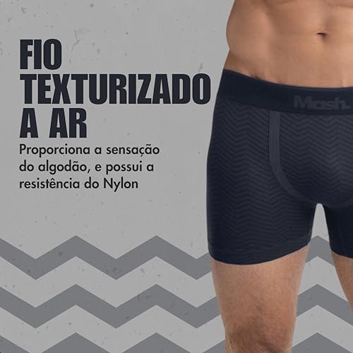 MASH Kit 2 Cuecas Boxer Sem Costura Masculino Adulto, 2 Cinza Chumbo, M