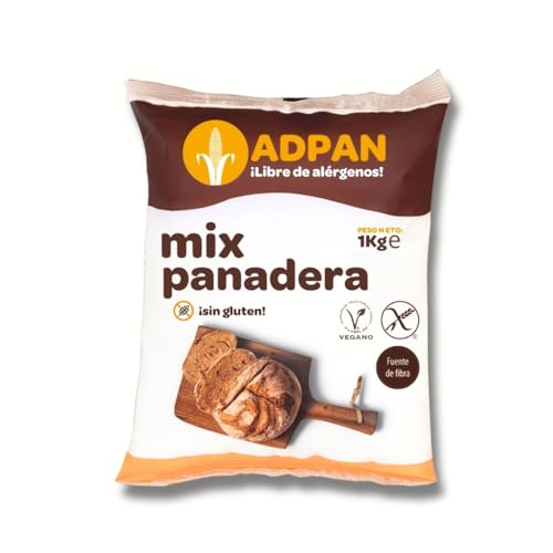 ADPAN Preparado de Pan | 1 kg | Sin Gluten | Vegano | Mix Panadera Sin Gluten | Fibra | Mezcla para Pan | Sin Lactosa