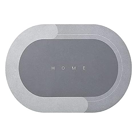 HHIAK666 Super Absorbent Floor Mat,microfiber Bath Mats,bathroom Non-Slip Shower Mats,super Absorbent Quick-Dry Resist Dirt Entrance Rug, Indoor Washable Door Mat OOTDAY, Oval Gray Cover