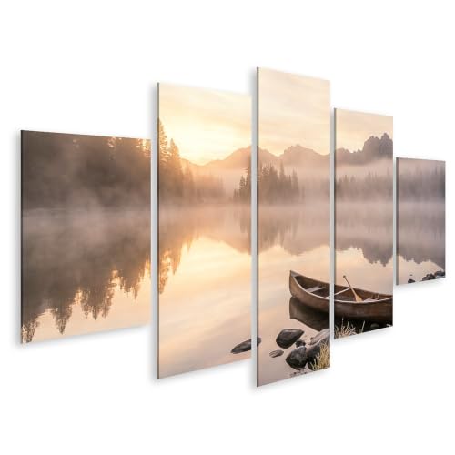 Tableau nature lac serein pour une ambiance matinale paisible au salon