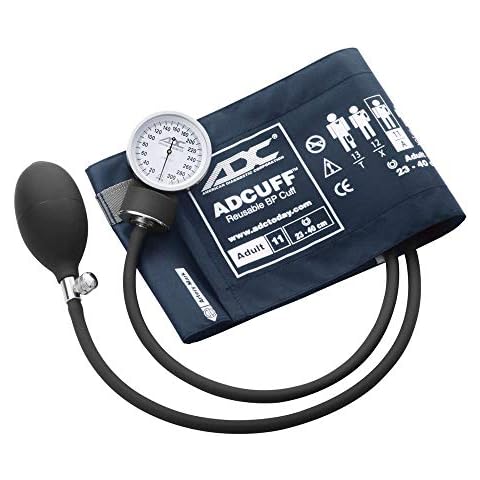 ADC Prosphyg 760 Pocket Aneroid Sphygmomanometer with Adcuff Nylon Blood Pressure Cuff, Adult, Navy Cover