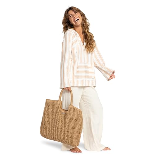 Image of Roxy Women's Beach Tote Bag | Travel | Vacation | Straw | Lightweight | Breathable, Coconut Pie - Natural