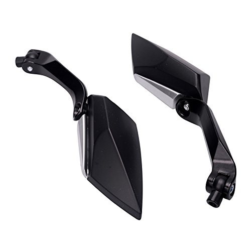 Frenshion Universal Rearview Mirror 8/10mm Diamond Motorcycle Rearview Mirrors For Street Bike Sport Bike Scooter Cruiser Black Black