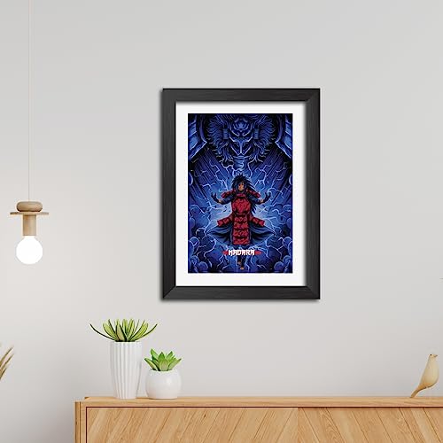 Image of TenorArts Madara Uchiha Poster Naruto Anime Laminated Photo Frame Painting with Matt Finish Black Textures (12inches x 9inches)